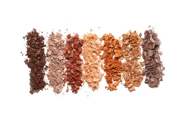 stock image Different crushed eyeshadows on white background