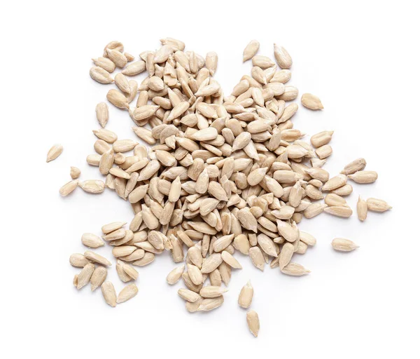 Peeled Sunflower Seeds White Background — Stock Photo, Image