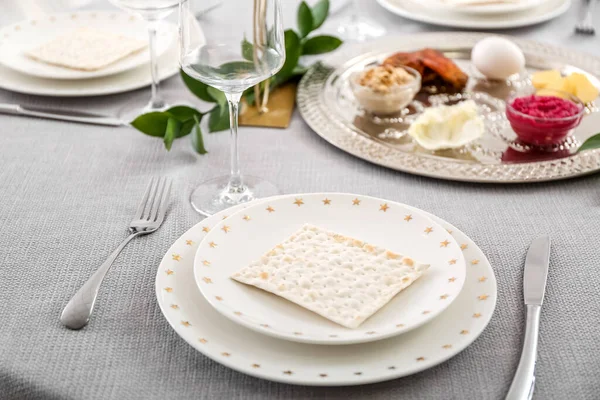 유월절 세더를 식탁에 유대인들의 — 스톡 사진