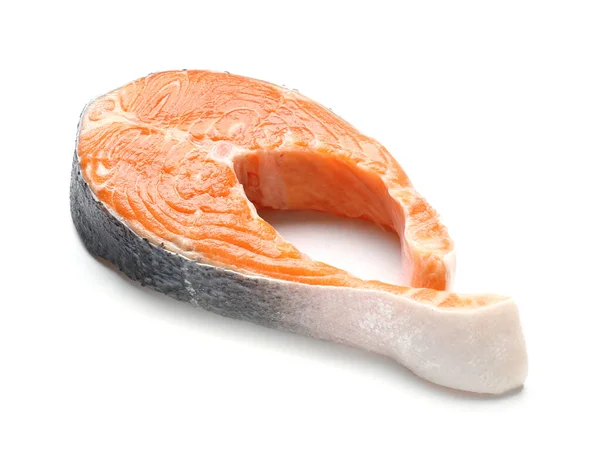 Raw Salmon Steak White Background — Stock Photo, Image