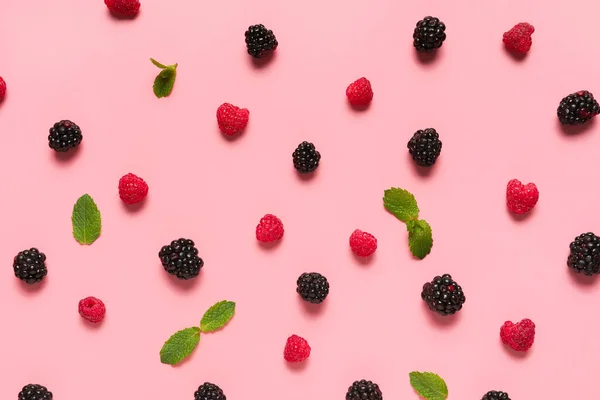 Diferite Fructe Padure Coapte Fundal Color — Fotografie, imagine de stoc