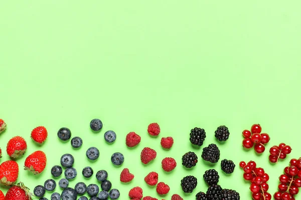 Different Tasty Berries Color Background — Stock Photo, Image