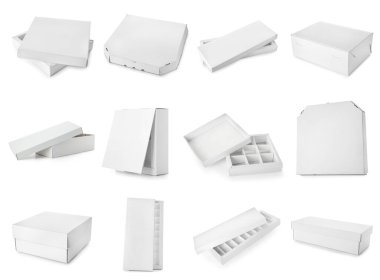 Beyaz arkaplanda karton kutular