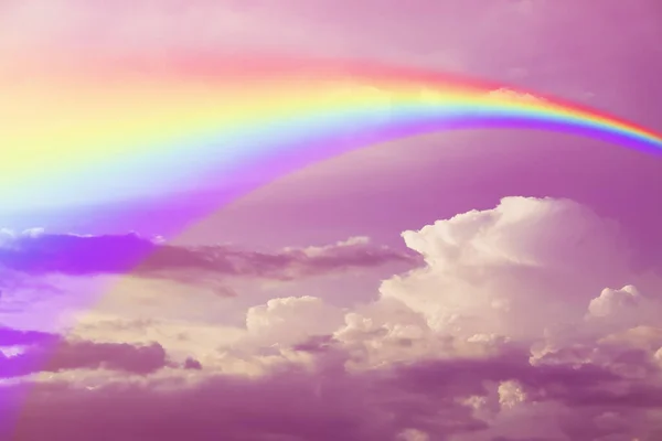 Beautiful view of sky with clouds and rainbow
