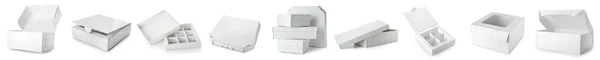 Set Scatole Cartone Sfondo Bianco — Foto Stock