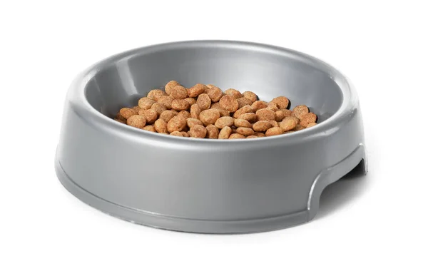 Bowl Dry Pet Food White Background — Stock Photo, Image