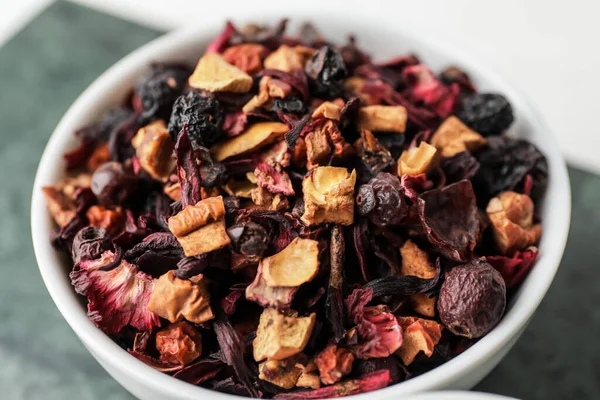 Bowl Dry Fruit Tea Closeup — Stock Photo, Image