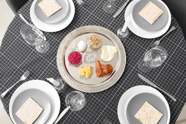 Table Served Passover Seder Pesach — Stock Photo, Image