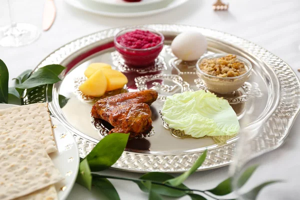 Table Served Passover Seder Pesach — Stock Photo, Image