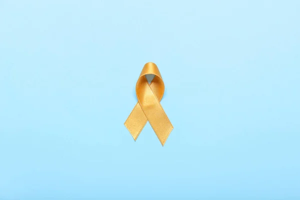Gyllene Band Färg Bakgrund Begreppet Medvetenhet Barncancer — Stockfoto