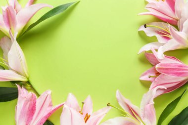 Renkli arkaplanda güzel zambaklar