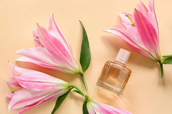 Beautiful Lilies Perfume Color Background — Stock Photo, Image