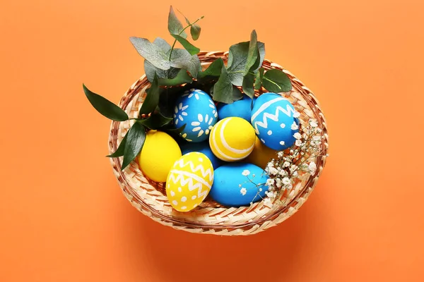 Gyönyörű Húsvéti Tojás Színes Háttér — Stock Fotó