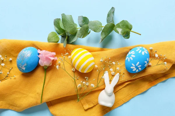 Composizione Con Belle Uova Pasqua Sfondo Colori — Foto Stock