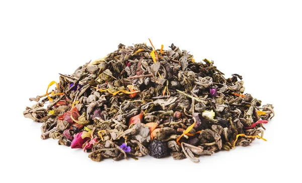 Dry Tea Leaves White Background — Stock Photo, Image