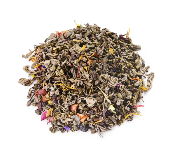 Dry Tea Leaves White Background — Stock Photo, Image