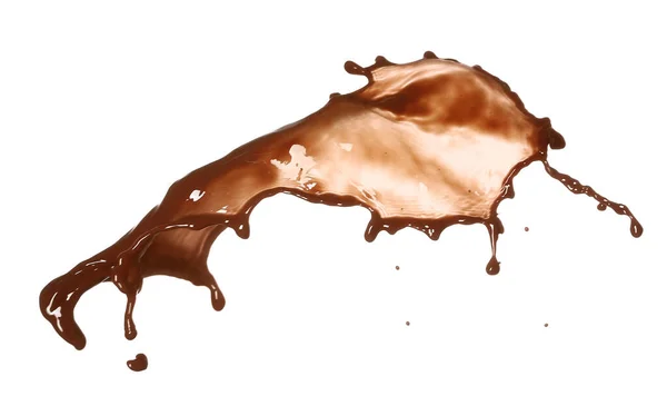 Plons Warme Chocolademelk Witte Achtergrond — Stockfoto