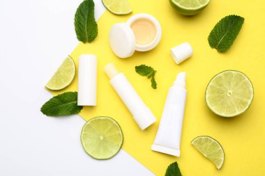 Renkli limonlu doğal dudak kremleri.