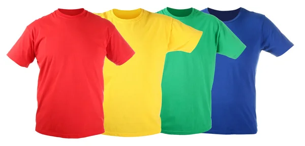 Collection Bright Shirts White Background — Stock Photo, Image