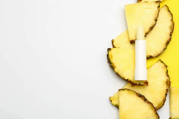 Natural Lip Balm Pineapple White Background — Stock Photo, Image