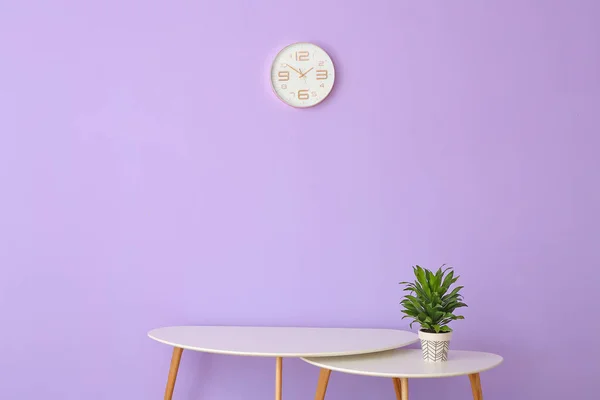 Houseplant Table Color Wall Clock — Stock Photo, Image