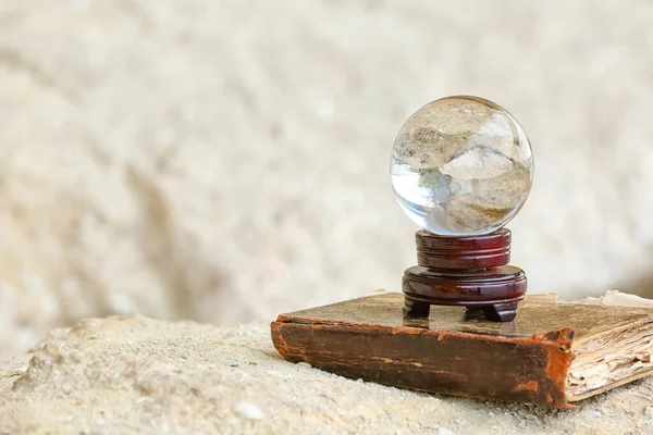 Crystal Ball Fortune Teller Spell Book Outdoors — Stock Photo, Image
