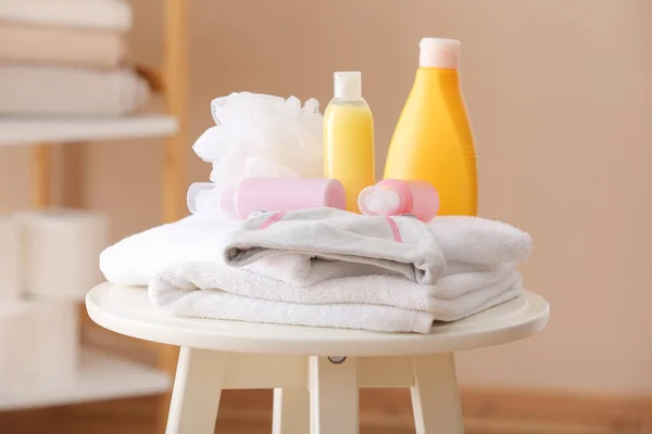 Different Bath Accessories Table — Stock Photo, Image