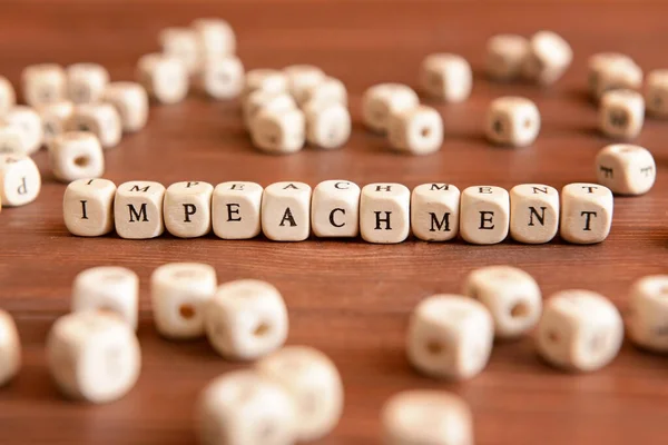 Word Impeachment Made Cubes Wooden Background — Stock Photo, Image