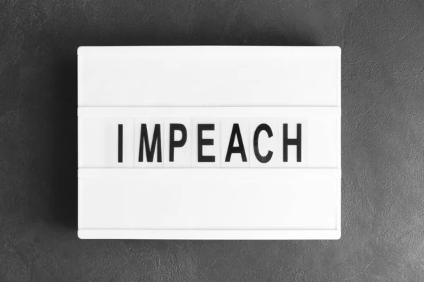 Board Word Impeach Dark Background — Stock Photo, Image
