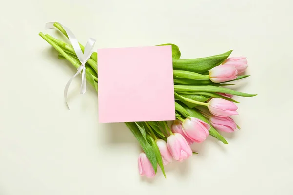 Beautiful Flowers Empty Card White Background — Stock Photo, Image