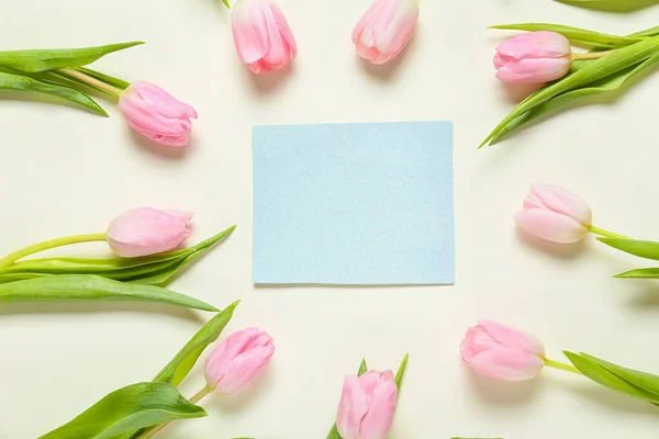 Beautiful Flowers Empty Card White Background — Stock Photo, Image