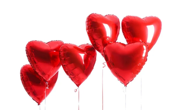 Beyaz Arka Planda Kalp Şeklinde Hava Balonları — Stok fotoğraf