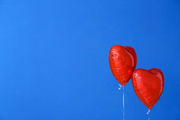 Ballons Air Forme Coeur Sur Fond Couleur — Photo