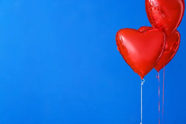 Heart Shaped Air Balloons Color Background — Stock Photo, Image