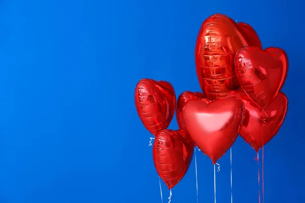 Balões Forma Coração Fundo Cor — Fotografia de Stock