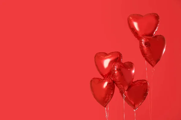 Hartvormige Lucht Ballonnen Kleur Achtergrond — Stockfoto