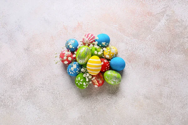 Composizione Con Belle Uova Pasqua Sfondo Chiaro — Foto Stock
