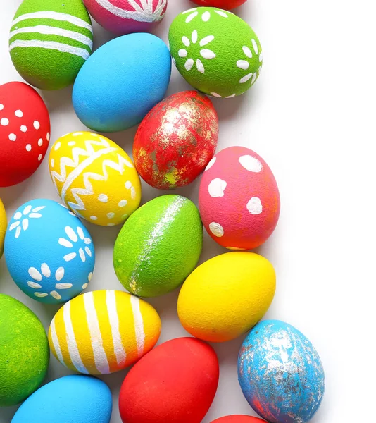 Krásné Velikonoční Vajíčka Bílém Pozadí — Stock fotografie