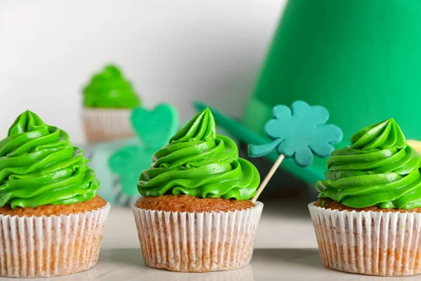 Tasty Cupcakes Patrick Day White Background — Stock Photo, Image