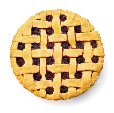 Beyaz arka planda lezzetli ahududu turtası