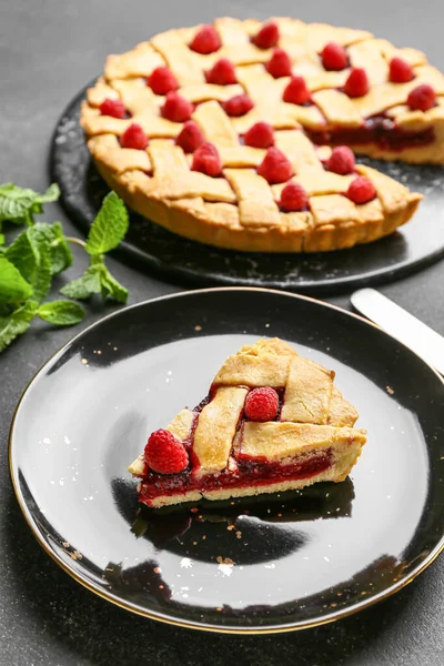 Pedaço Deliciosa Torta Framboesa Prato — Fotografia de Stock