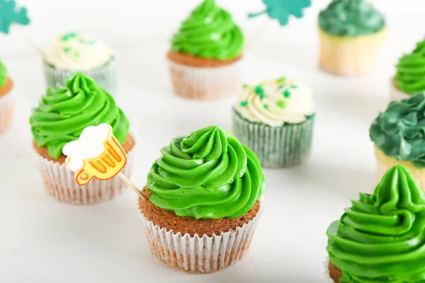 Tasty Cupcakes Patrick Day White Background — Stock Photo, Image