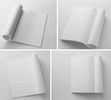 Işık arkaplan üzerinde boş dergiler kümesi