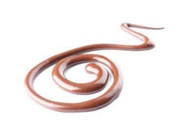 Beyaz arka planda erimiş çikolata kıvrımı