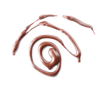 Beyaz arka planda erimiş çikolata kıvrımı