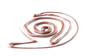 Beyaz arka planda erimiş çikolata kıvrımı