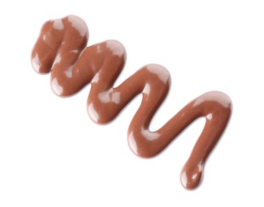 Beyaz arka planda tatlı erimiş çikolata