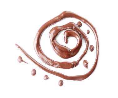 Beyaz arka planda erimiş çikolata kıvrımı