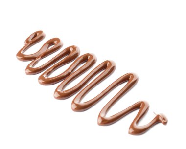 Beyaz arka planda tatlı erimiş çikolata