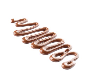 Beyaz arka planda tatlı erimiş çikolata